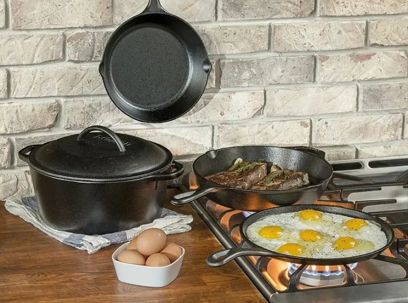 Side-by-side comparison of food cooked in cast iron and stainless steel