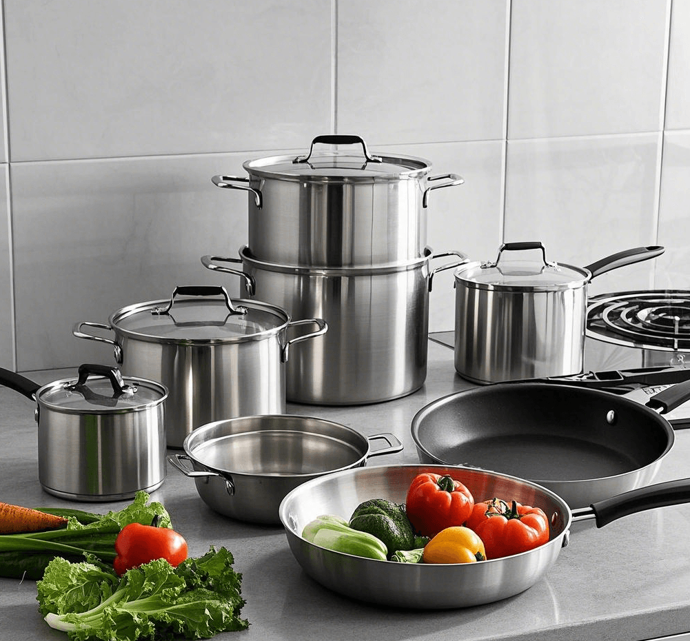 Heat Distribution: Tri-Ply vs Stainless Steel Diagram comparing heat distribution in tri-ply vs stainless steel