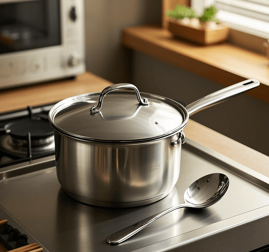 Weight and Cost Considerations of Tri-Ply Person comparing the weight of a tri-ply pan and a standard pan