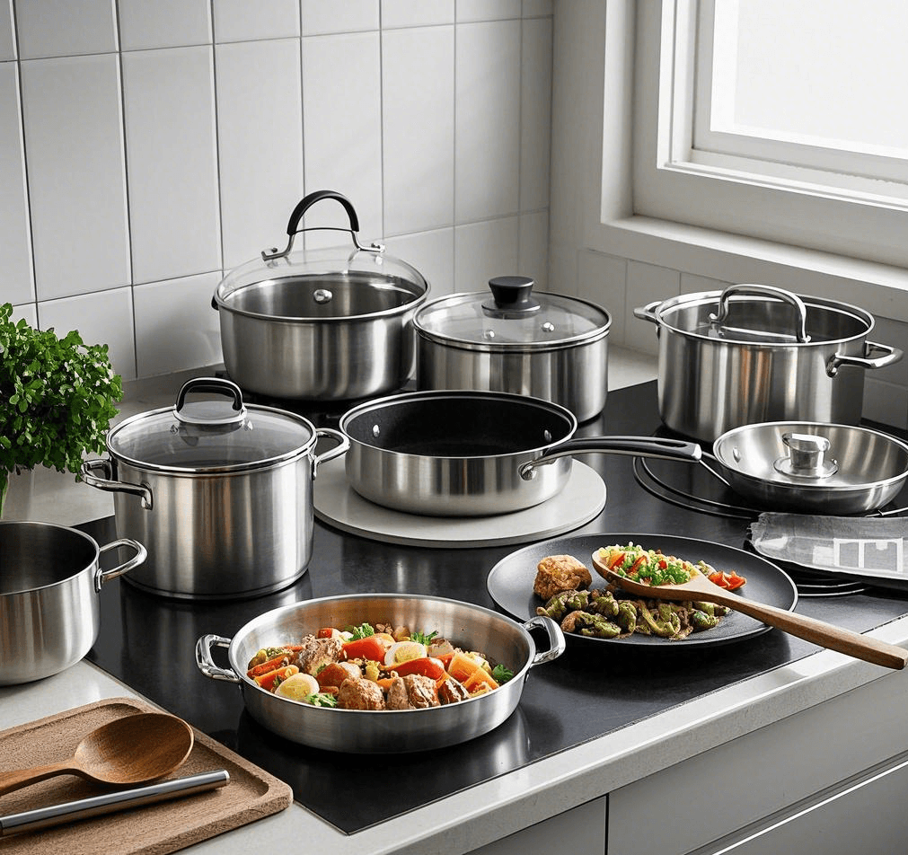 Triply stainless steel saucepan set